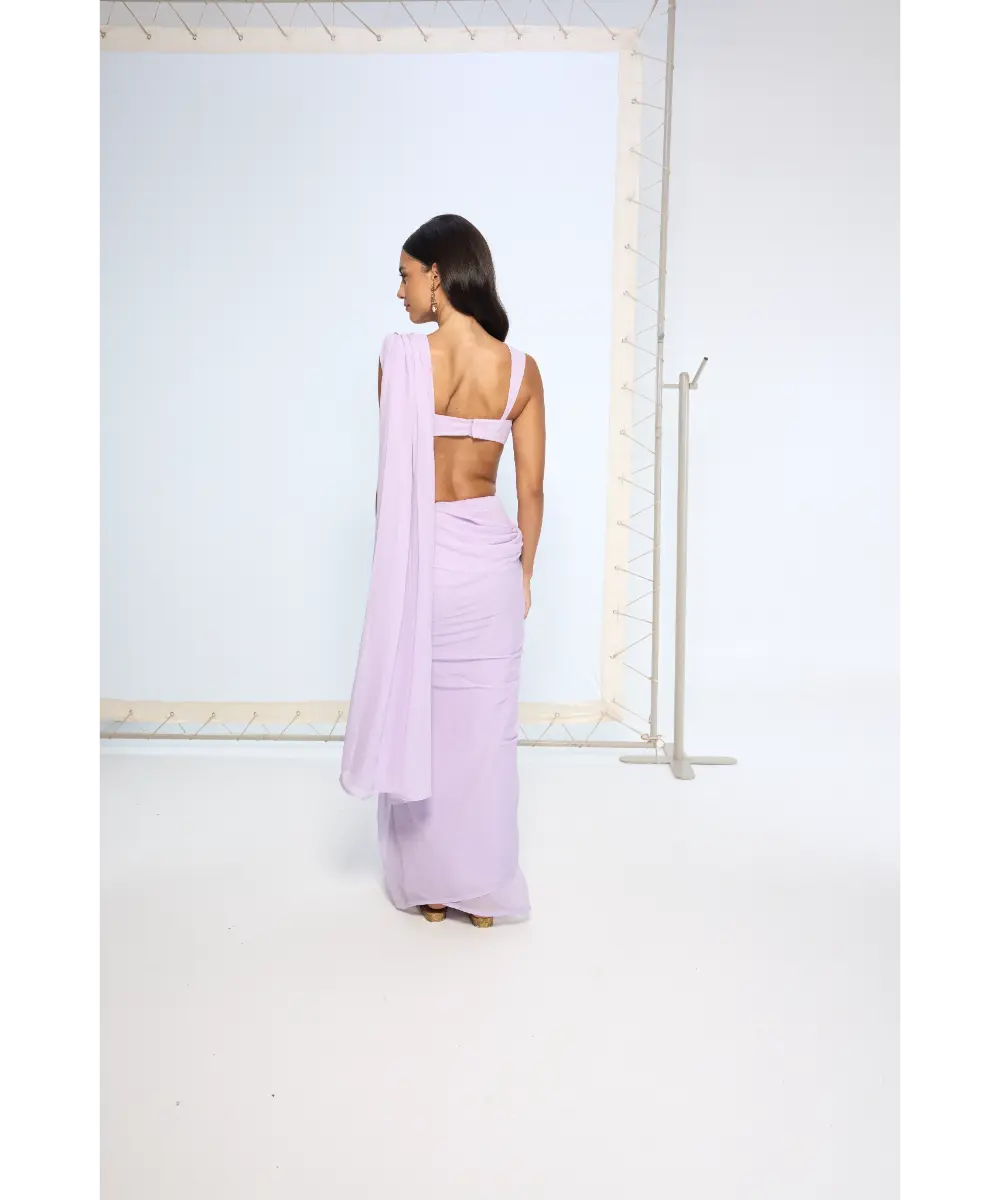 EKAYA BANARAS - Lilac Movable Brooch Saree